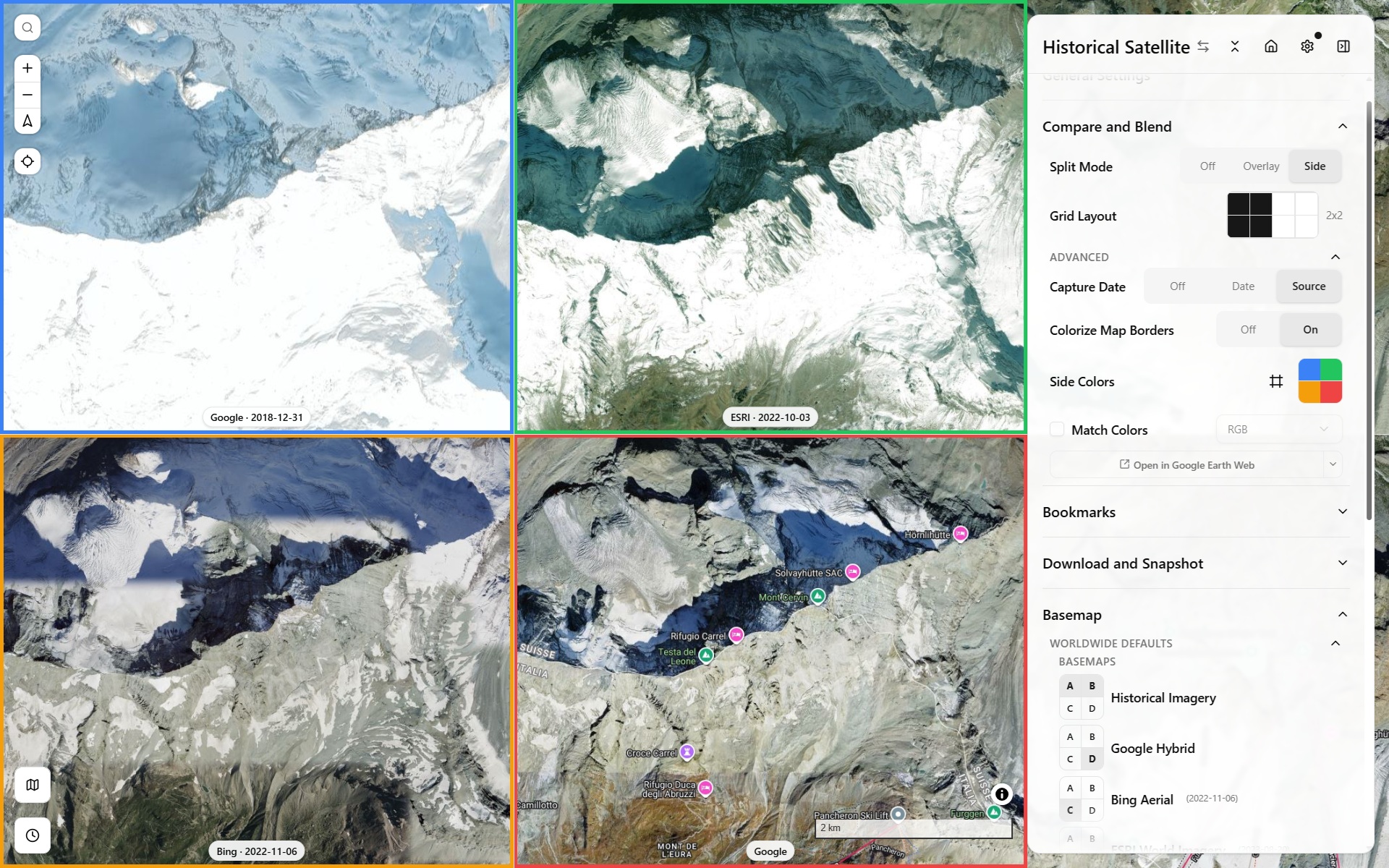 Comparing basemap sources side-by-side